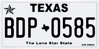 TX license plate BDP0585