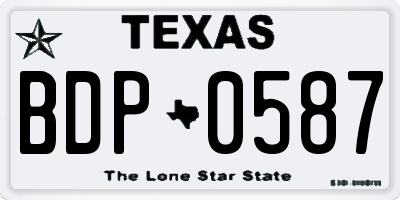 TX license plate BDP0587