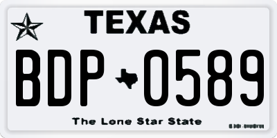 TX license plate BDP0589