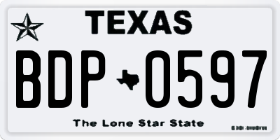TX license plate BDP0597