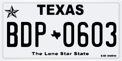TX license plate BDP0603
