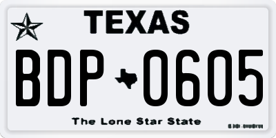 TX license plate BDP0605