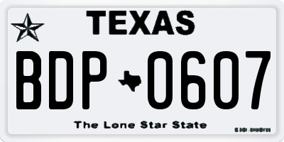 TX license plate BDP0607