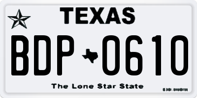 TX license plate BDP0610