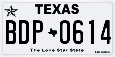 TX license plate BDP0614