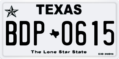 TX license plate BDP0615