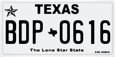 TX license plate BDP0616