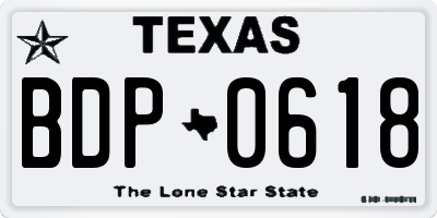 TX license plate BDP0618