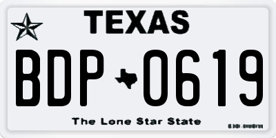 TX license plate BDP0619