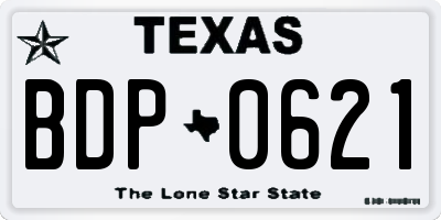 TX license plate BDP0621