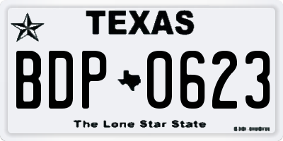 TX license plate BDP0623