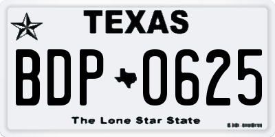 TX license plate BDP0625