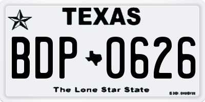 TX license plate BDP0626