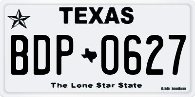 TX license plate BDP0627