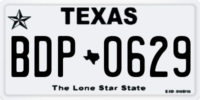 TX license plate BDP0629