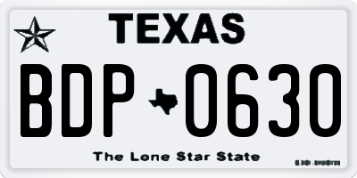 TX license plate BDP0630