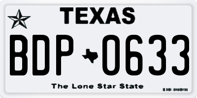 TX license plate BDP0633