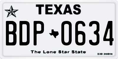 TX license plate BDP0634