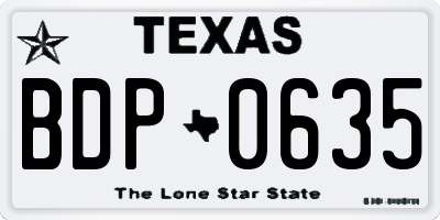 TX license plate BDP0635