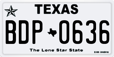 TX license plate BDP0636