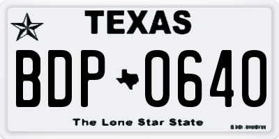 TX license plate BDP0640