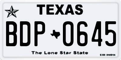 TX license plate BDP0645