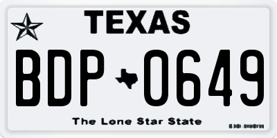 TX license plate BDP0649