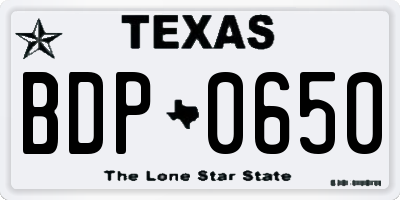 TX license plate BDP0650