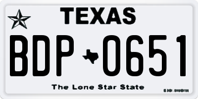 TX license plate BDP0651
