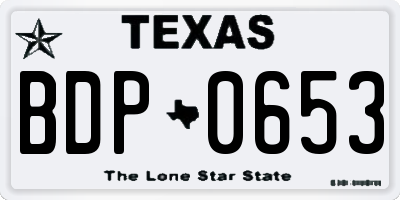 TX license plate BDP0653