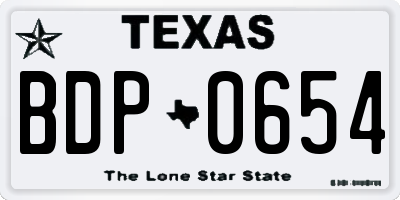 TX license plate BDP0654