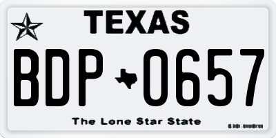 TX license plate BDP0657