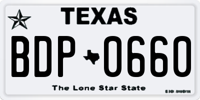 TX license plate BDP0660