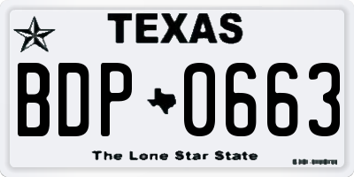 TX license plate BDP0663