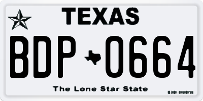 TX license plate BDP0664