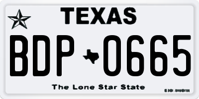 TX license plate BDP0665