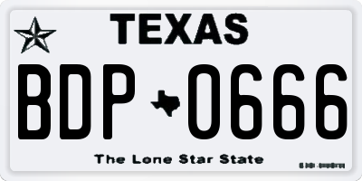 TX license plate BDP0666