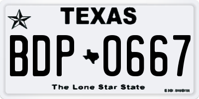 TX license plate BDP0667