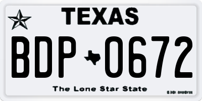 TX license plate BDP0672