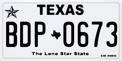 TX license plate BDP0673