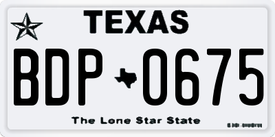 TX license plate BDP0675