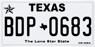 TX license plate BDP0683