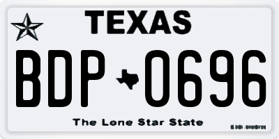 TX license plate BDP0696