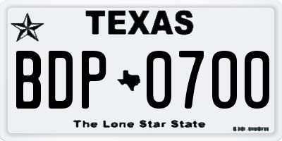 TX license plate BDP0700