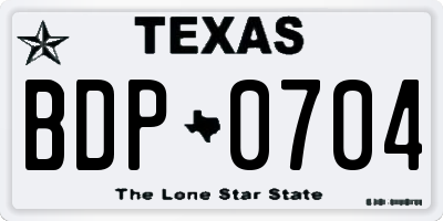 TX license plate BDP0704