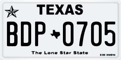 TX license plate BDP0705