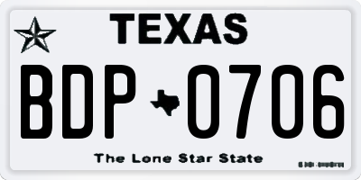 TX license plate BDP0706