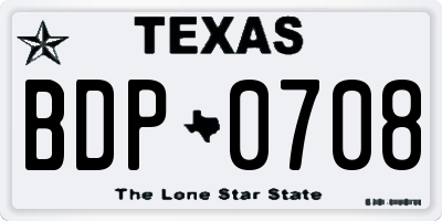 TX license plate BDP0708