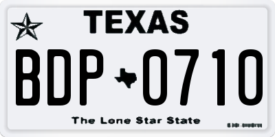TX license plate BDP0710