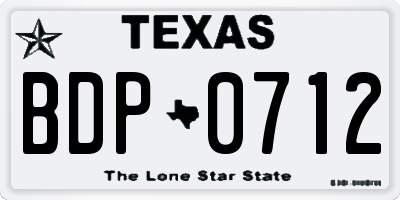 TX license plate BDP0712